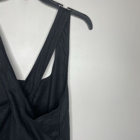 MADEWELL Mini Dress Women 10 Black 100% Linen NEW Cross Back A-Line NQ326 - Picture 8 of 14